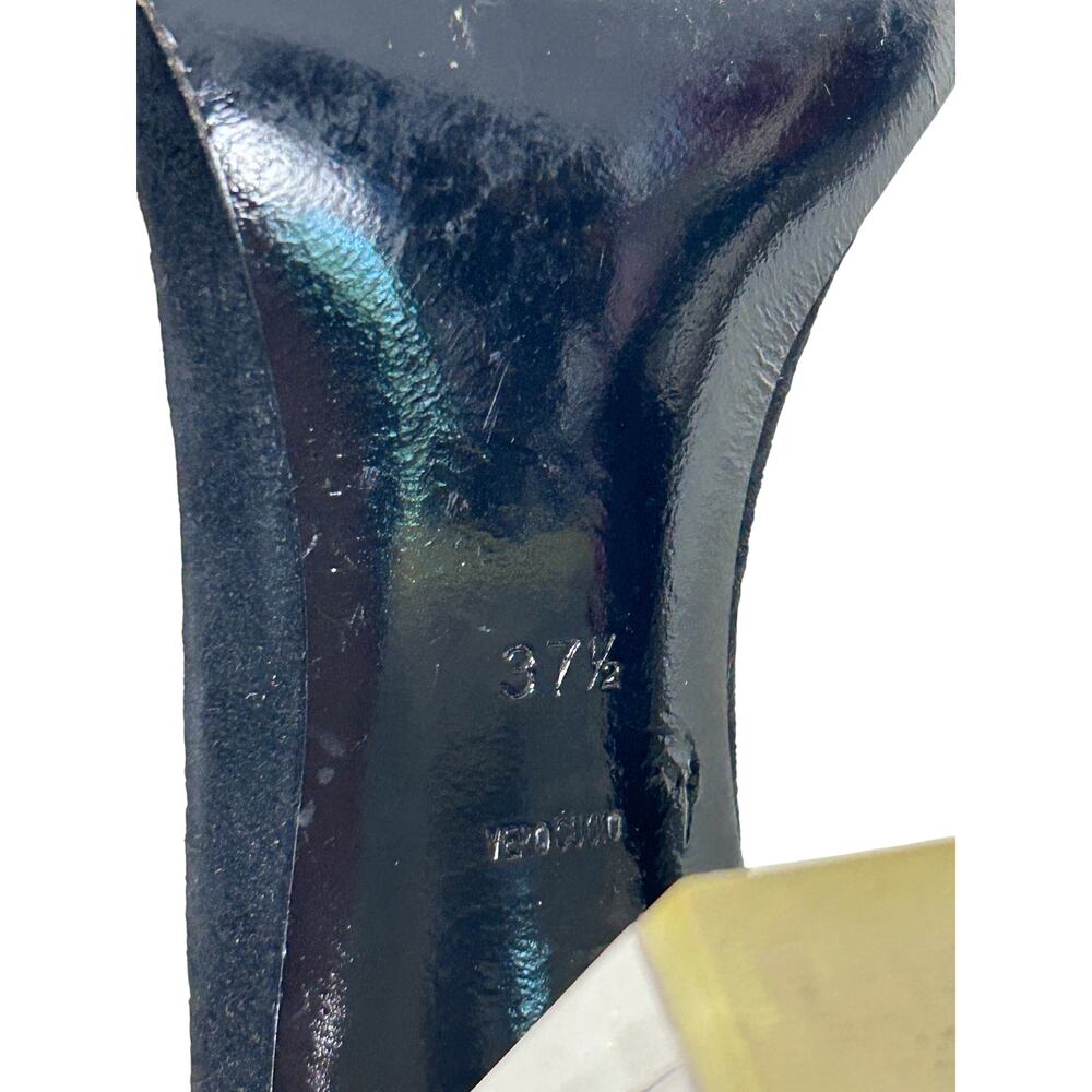 Alexander Wang Black Suede Clear Lucite Abby Open Toe Ankle Strap Block Heel 7.5 - Picture 6 of 6